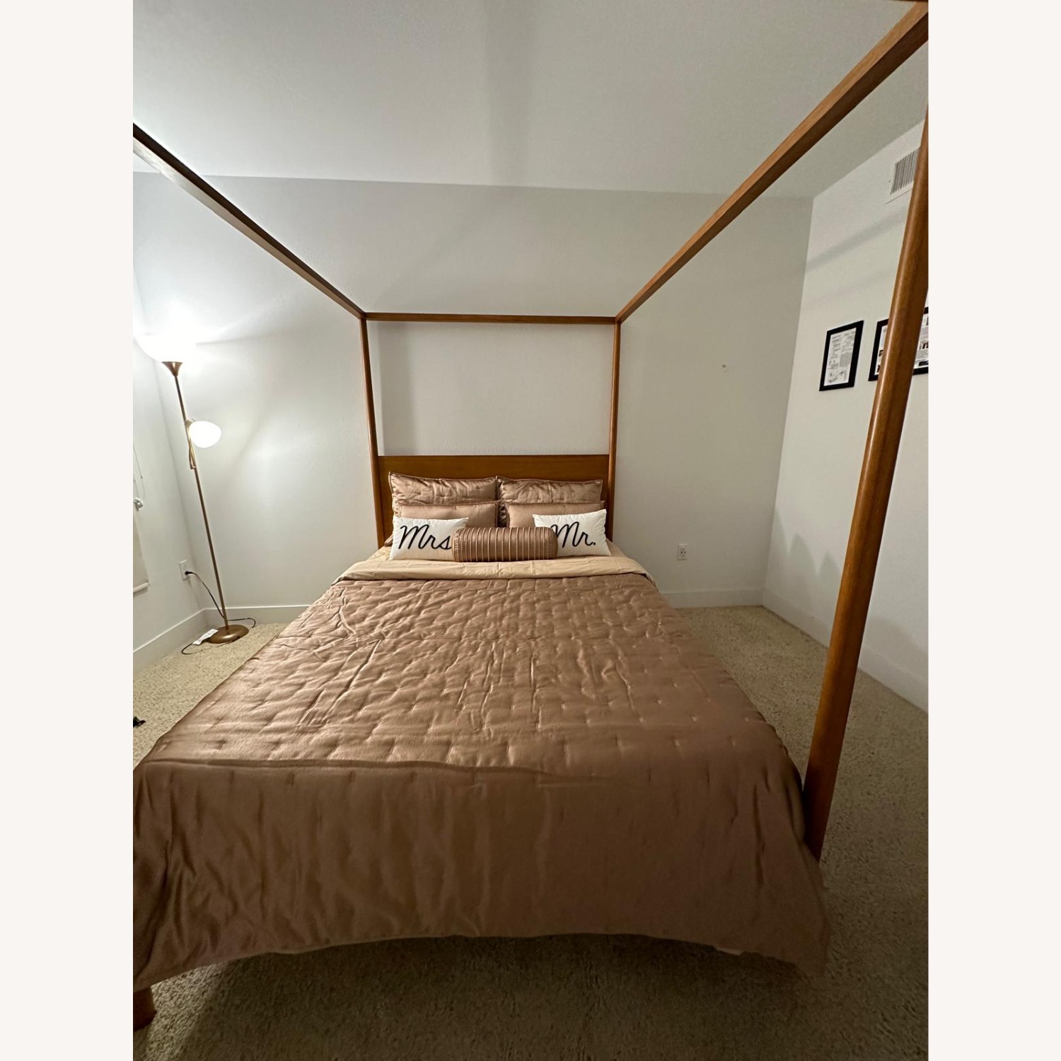 West Elm Dark Brown Mid Century Canopy Bed - image-2