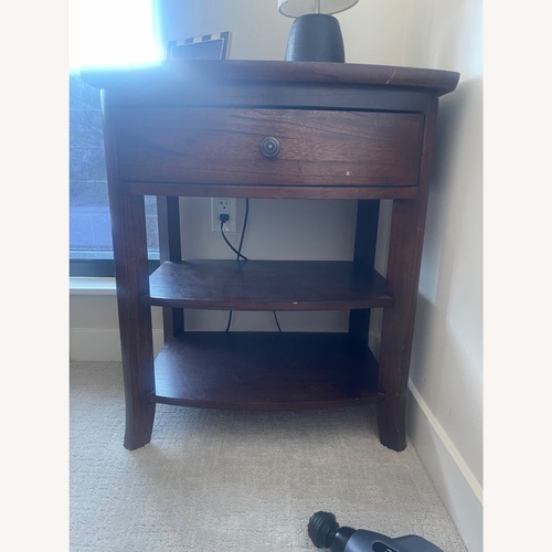Used Pottery Barn Chloe Dark Brown Nightstands for sale on AptDeco
