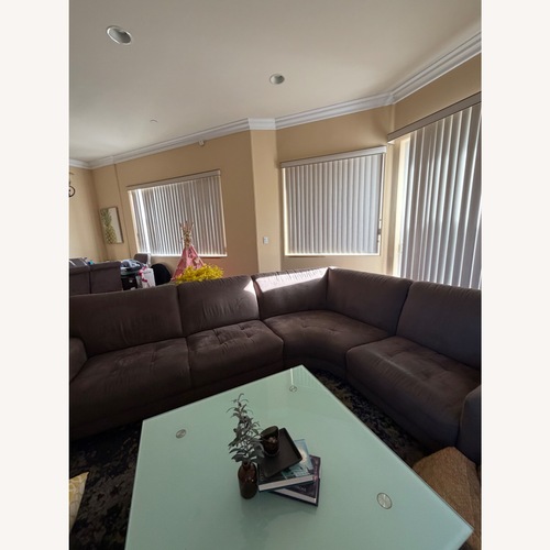 Used Dark Brown Fabric 2 Piece Sectional for sale on AptDeco