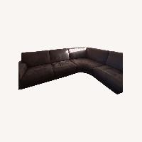 Dark Brown Fabric 2 Piece Sectional