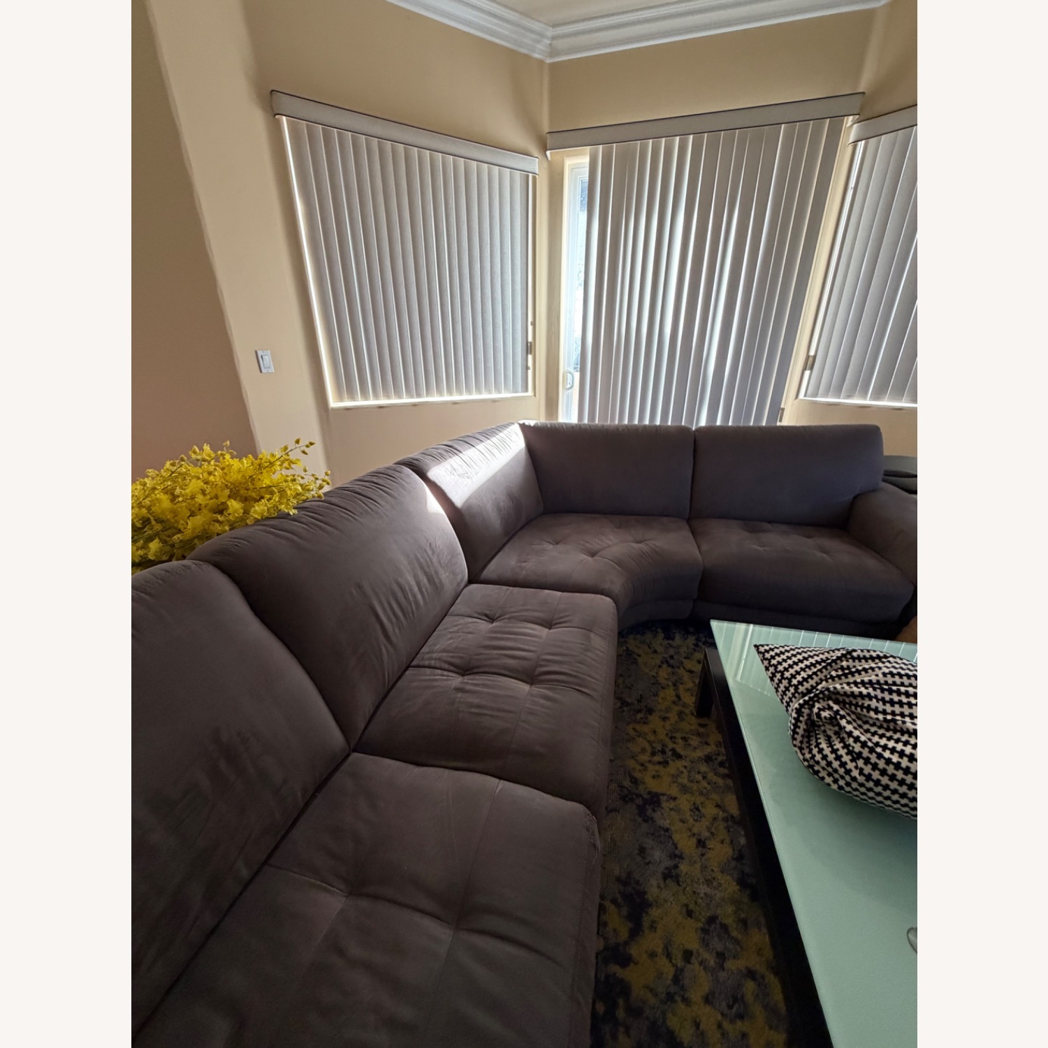 Dark Brown Fabric 2 Piece Sectional - image-2