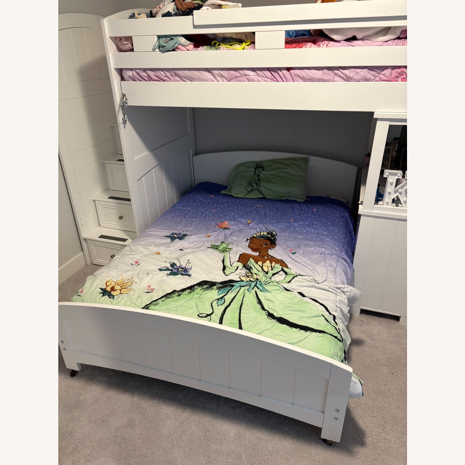 Rooms To Go Bunk Bed Twin Over Full White Wood - image-1