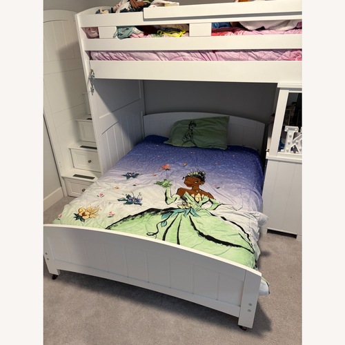 Used Rooms To Go Bunk Bed Twin Over Full White Wood for sale on AptDeco