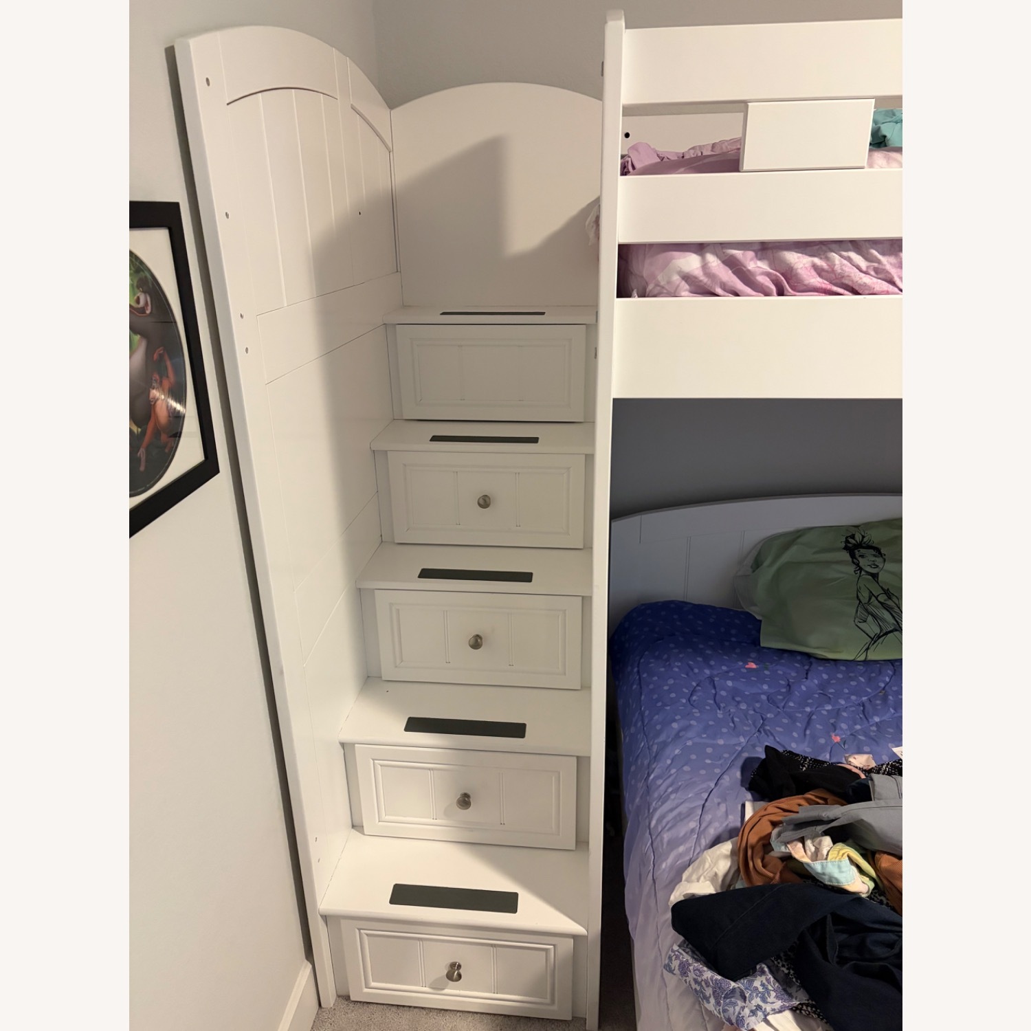 Rooms To Go Bunk Bed Twin Over Full White Wood - image-2