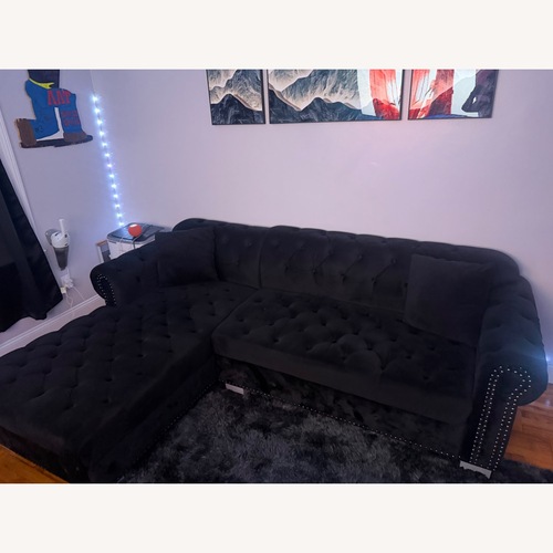Used Black Velvet 2 Piece Sectional for sale on AptDeco