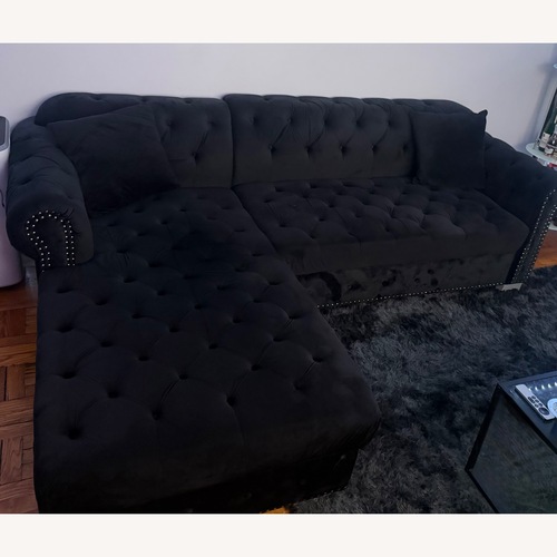 Used Black Velvet 2 Piece Sectional for sale on AptDeco