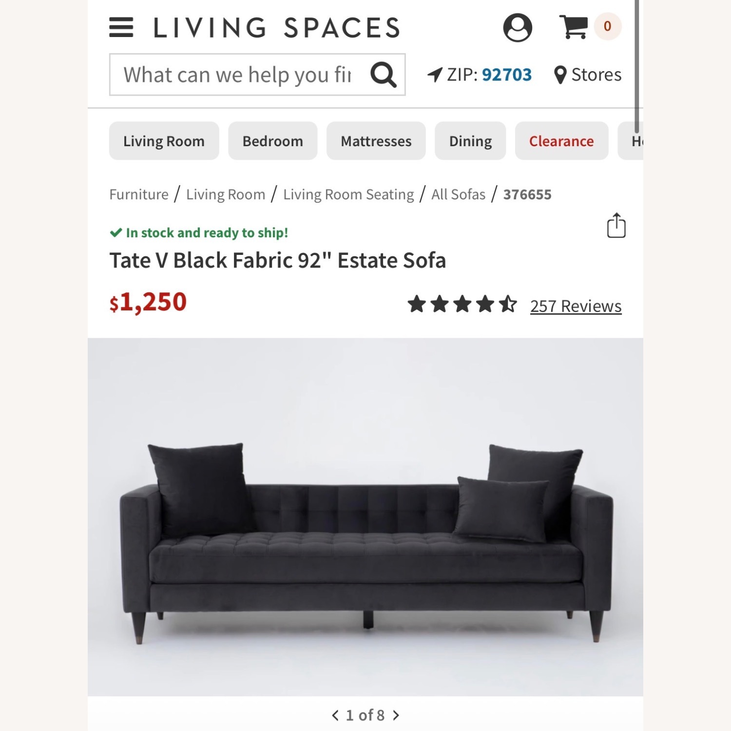 Living Spaces Blue 3+ Seater Sofa - image-4