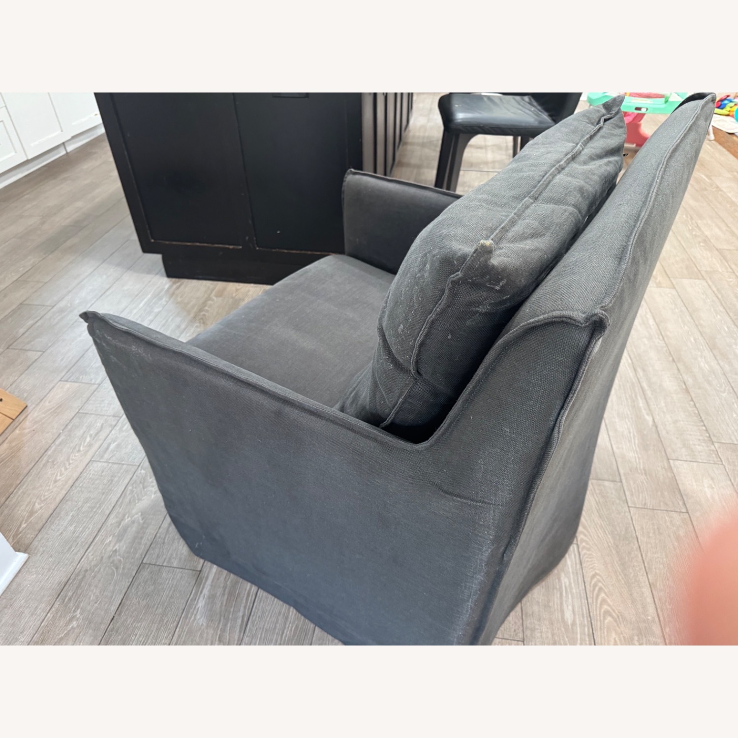 Restoration Hardware Blue Fabric Nursing Chair - image-4