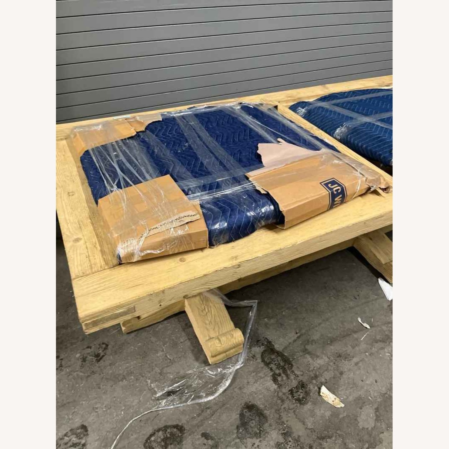 Restoration Hardware 20th C. Reclaimed Pine & Zinc Trestle Dining Table - image-4