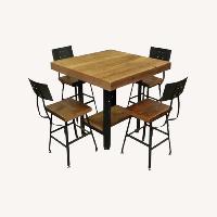 Custom Made Industrial Reclaimed Wood Dining Set