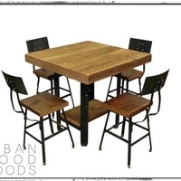 Custom Made Industrial Reclaimed Wood Dining Set