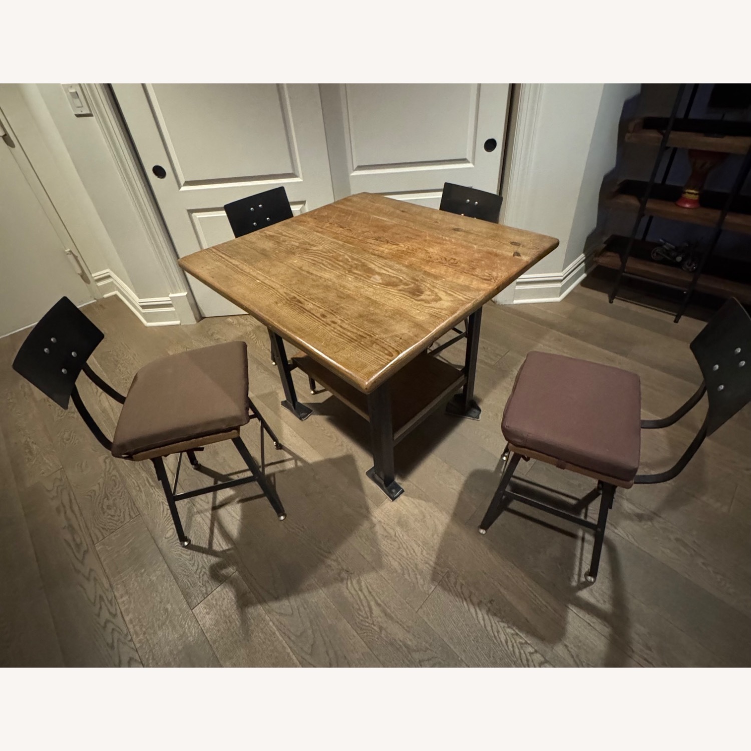 Custom Made Industrial Reclaimed Wood Dining Set - image-2