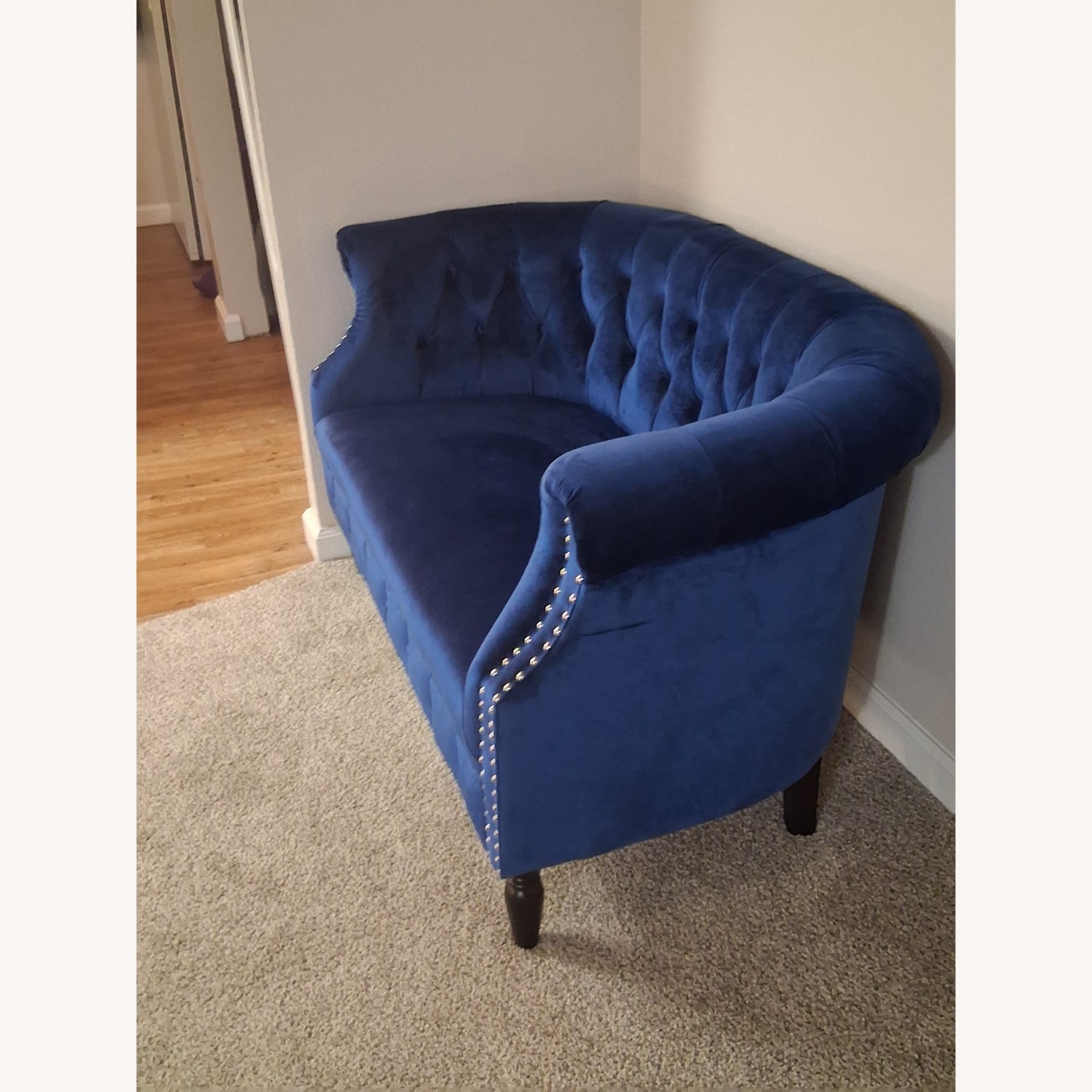 Christopher Knight Milani Blue Velvet Loveseat - image-5