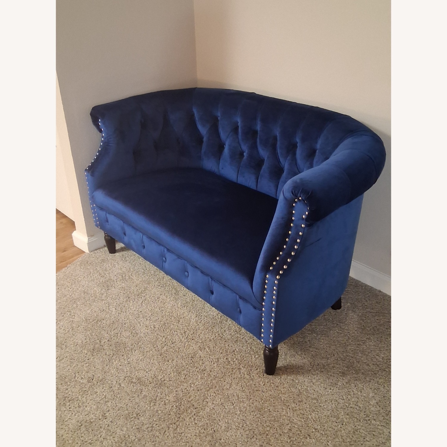 Christopher Knight Milani Blue Velvet Loveseat - image-4