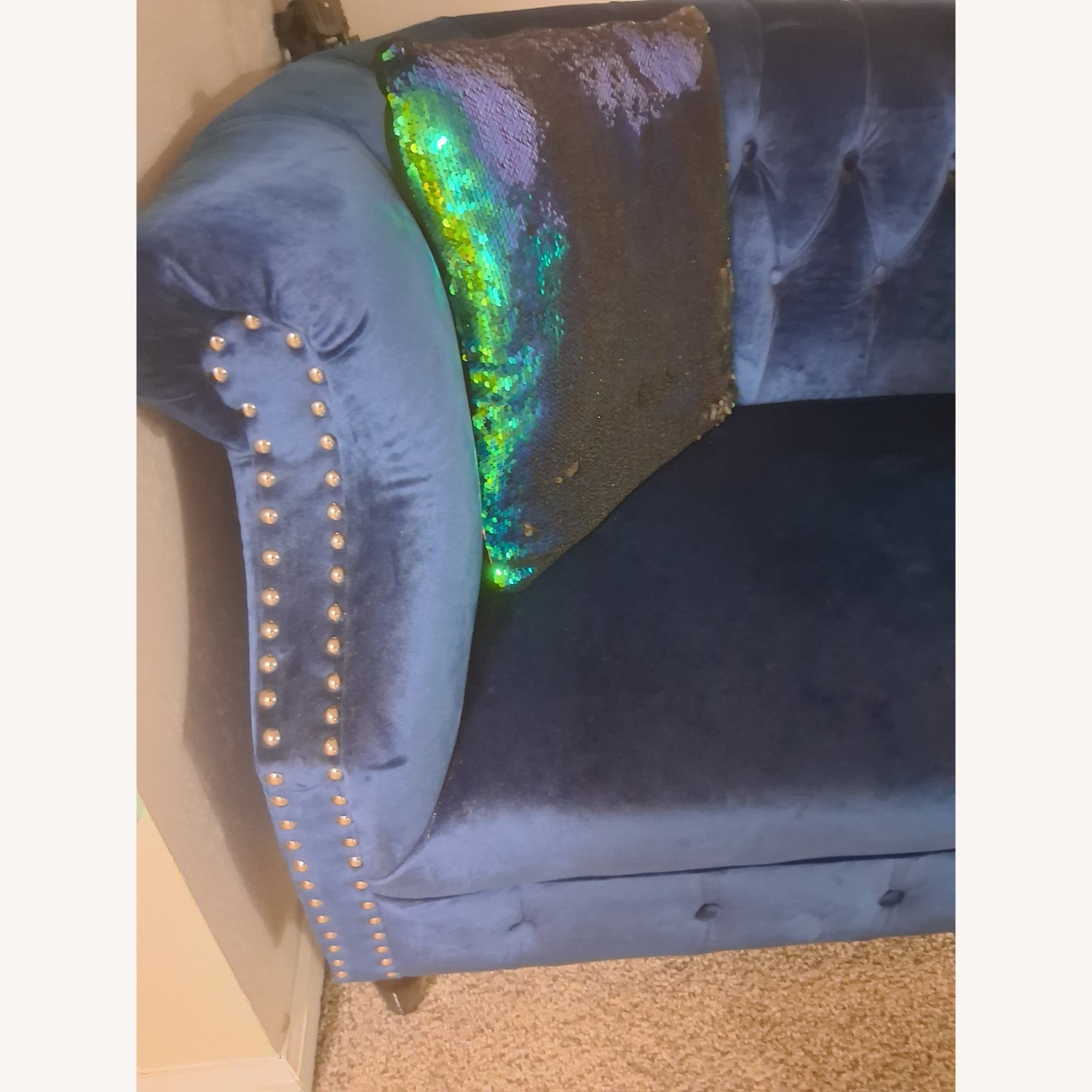 Christopher Knight Milani Blue Velvet Loveseat - image-7