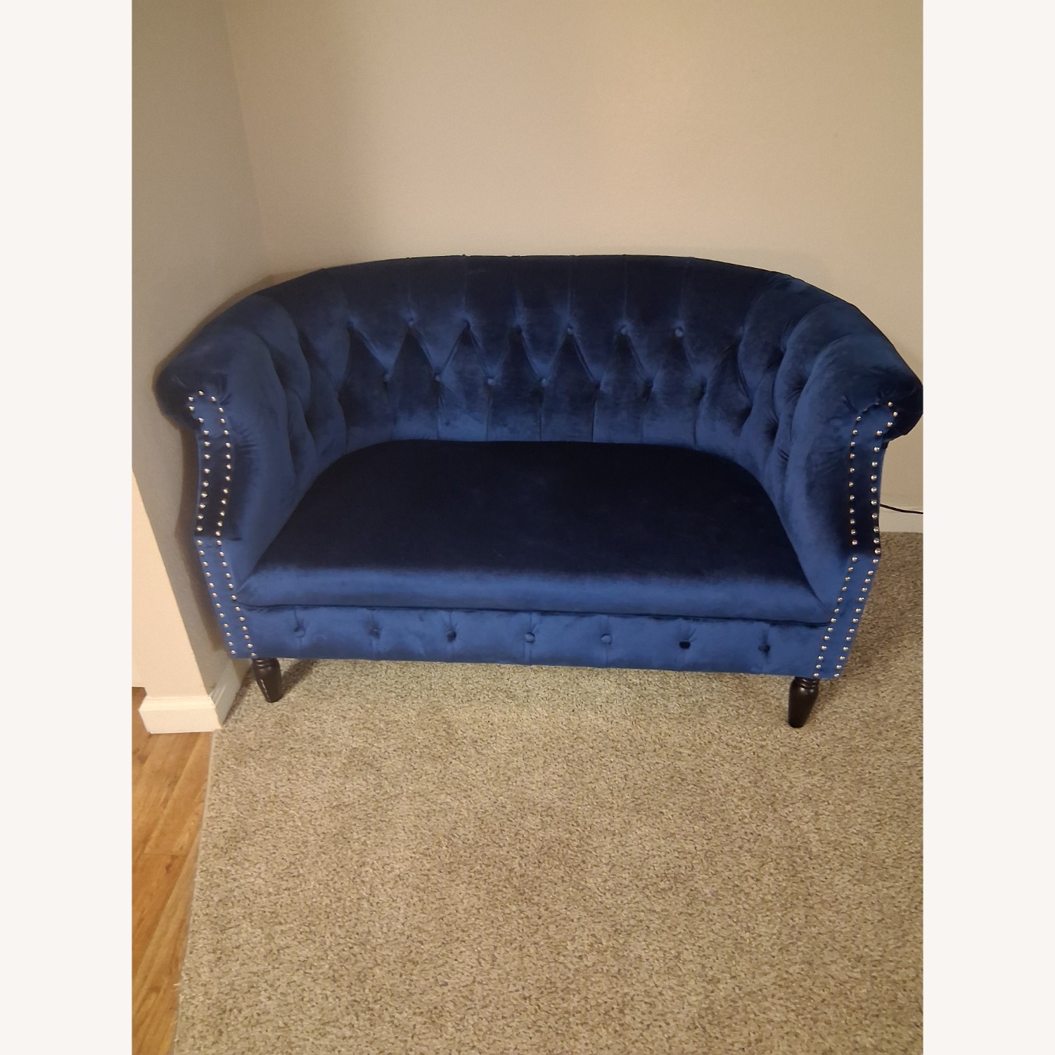 Christopher Knight Milani Blue Velvet Loveseat - image-10