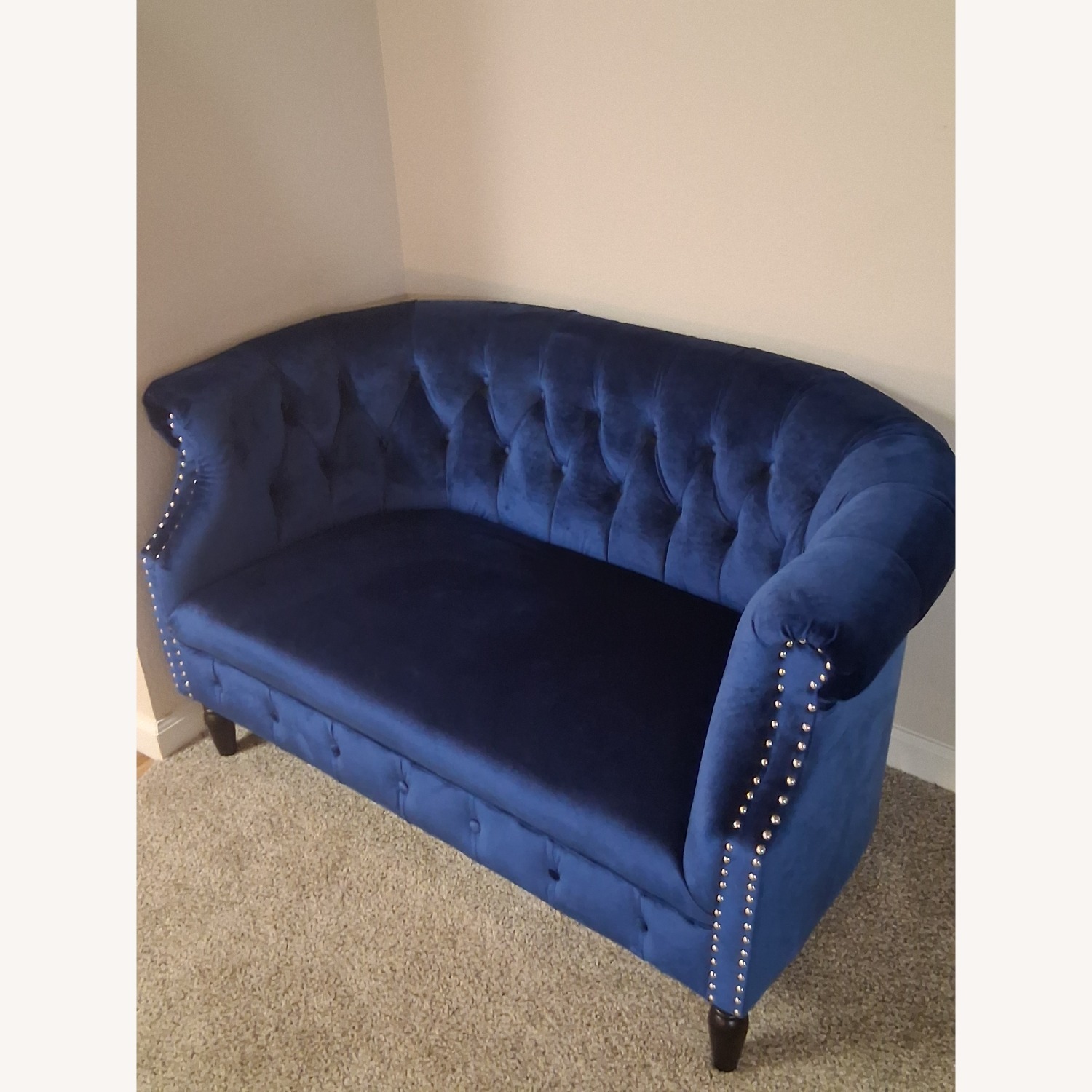 Christopher Knight Milani Blue Velvet Loveseat - image-6