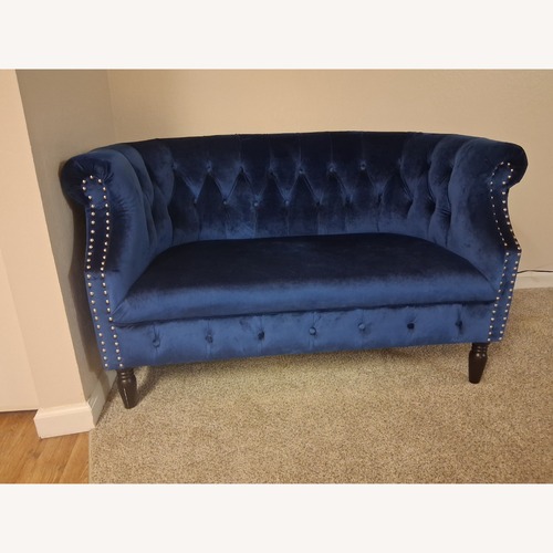 Used Christopher Knight Milani Blue Velvet Loveseat for sale on AptDeco