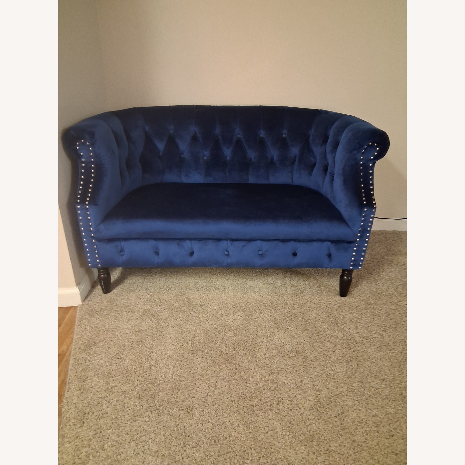 Christopher Knight Milani Blue Velvet Loveseat - image-2