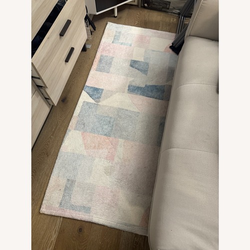 Used Pottery Barn Shapes Washable Rug, 3'x5' Blush Multi for sale on AptDeco