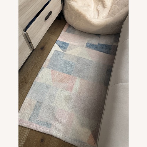 Used Pottery Barn Shapes Washable Rug, 3'x5' Blush Multi for sale on AptDeco