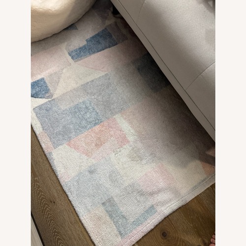 Used Pottery Barn Shapes Washable Rug, 3'x5' Blush Multi for sale on AptDeco