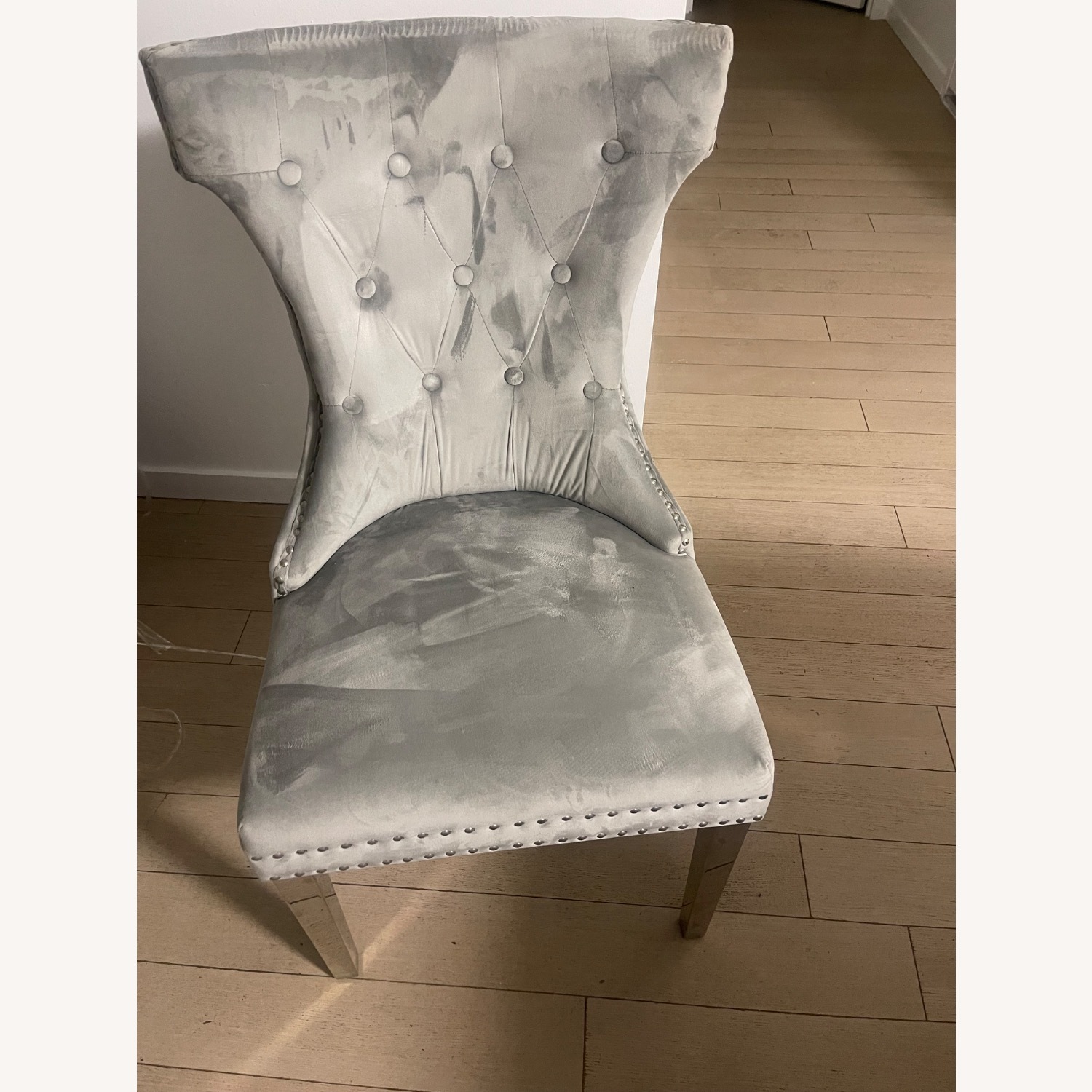 Light Gray Velvet Dining Chairs - image-4