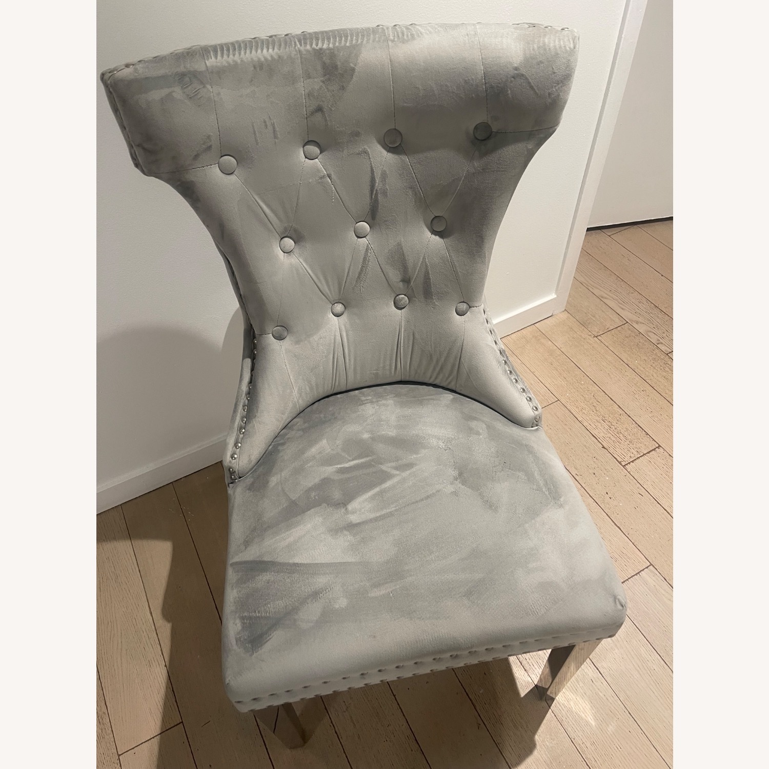 Light Gray Velvet Dining Chairs - image-1