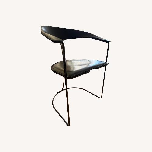 Used Leather Italia USA Black Leather Dining Chairs for sale on AptDeco