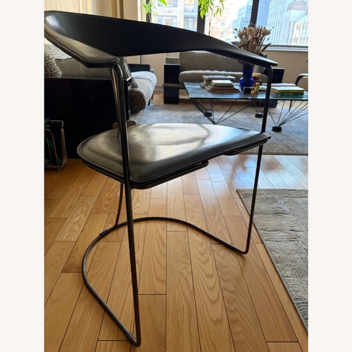 Used Leather Italia USA Black Leather Dining Chairs for sale on AptDeco