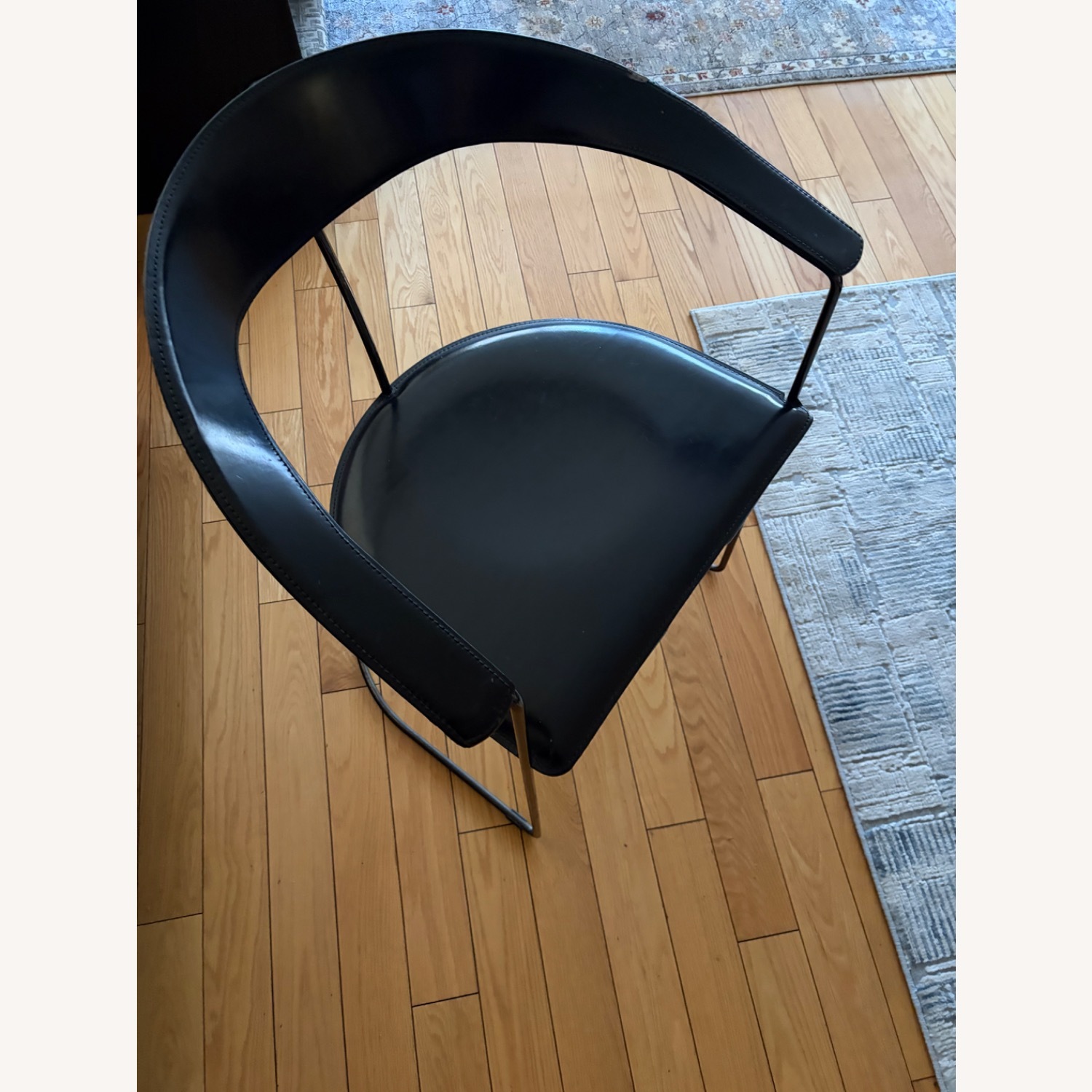 Leather Italia USA Black Leather Dining Chairs - image-2