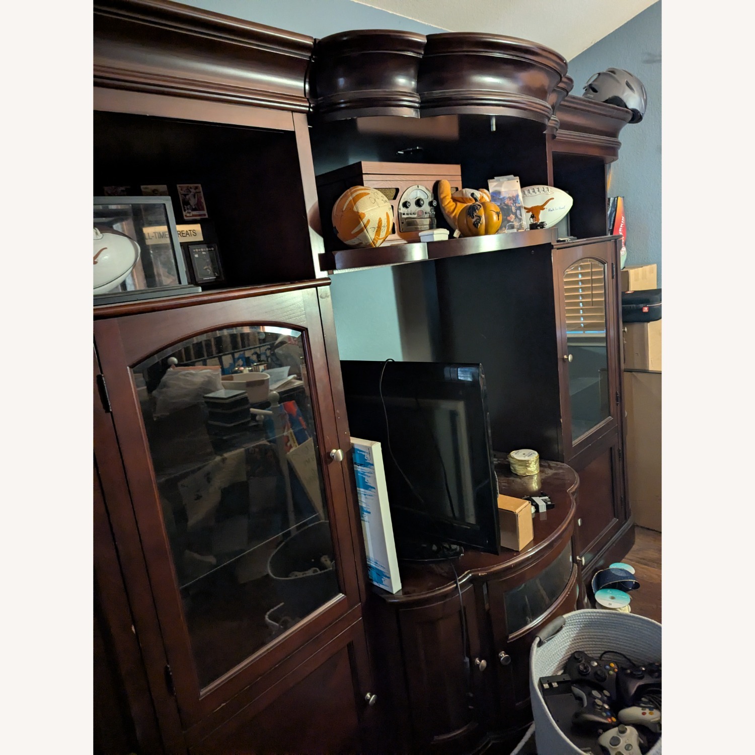 Dark Brown Wood Media Storage - image-2