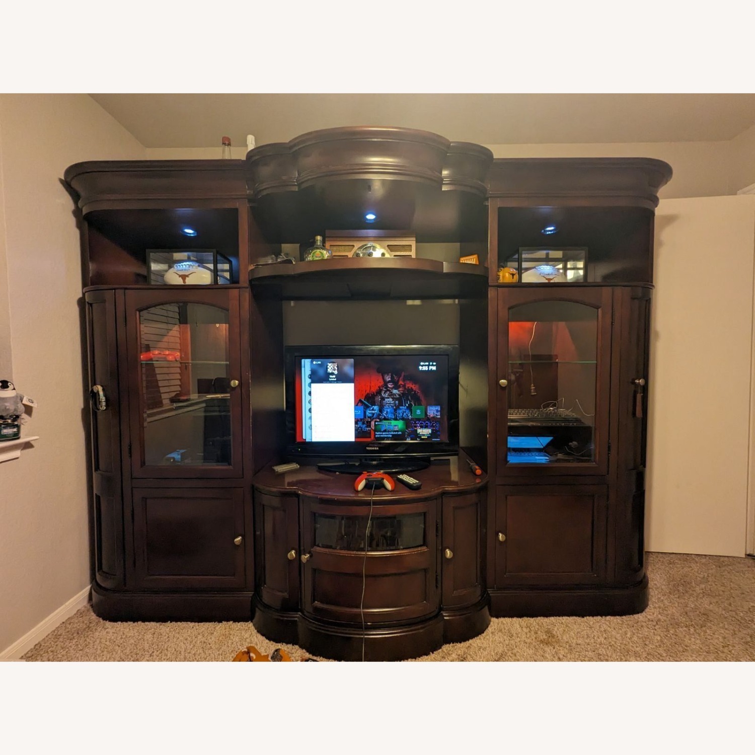 Dark Brown Wood Media Storage - image-0