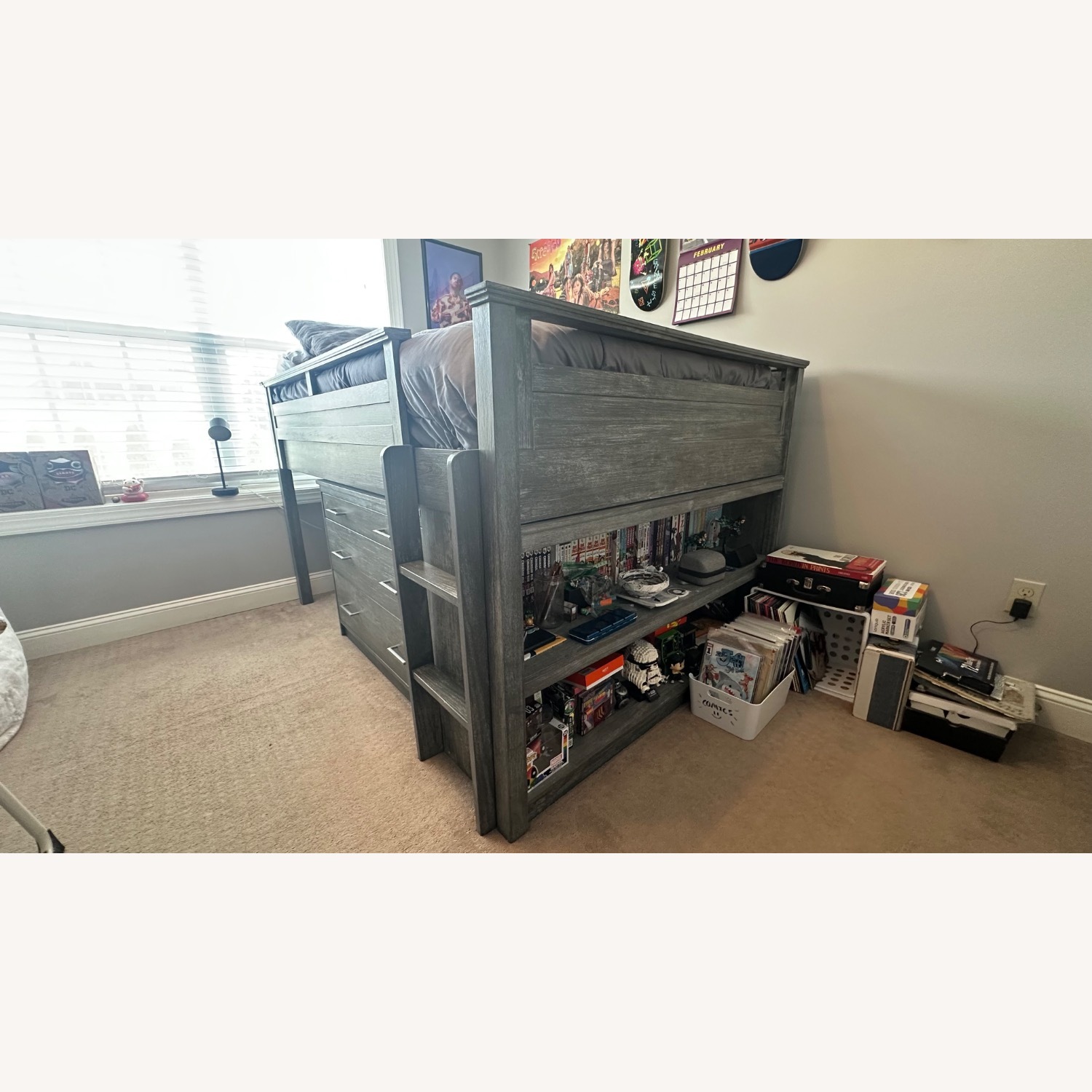 Pottery Barn Teen Light Gray Wood Bunk Bed - image-1