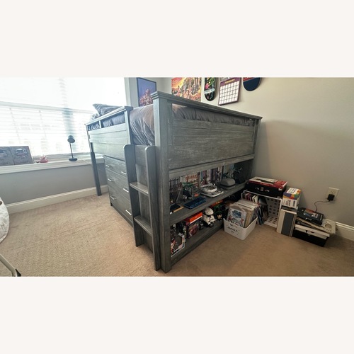 Used Pottery Barn Teen Light Gray Wood Bunk Bed for sale on AptDeco