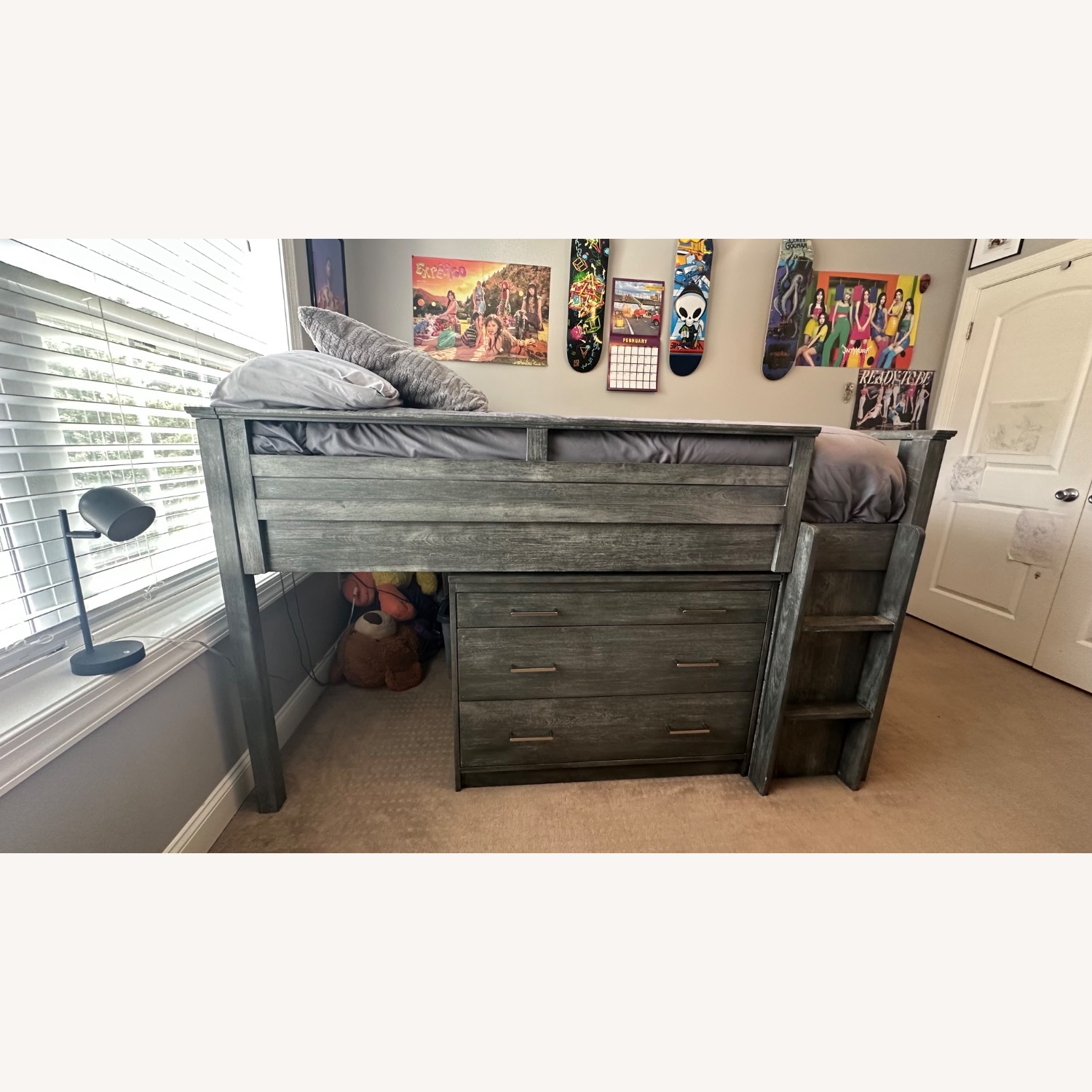 Pottery Barn Teen Light Gray Wood Bunk Bed - image-2