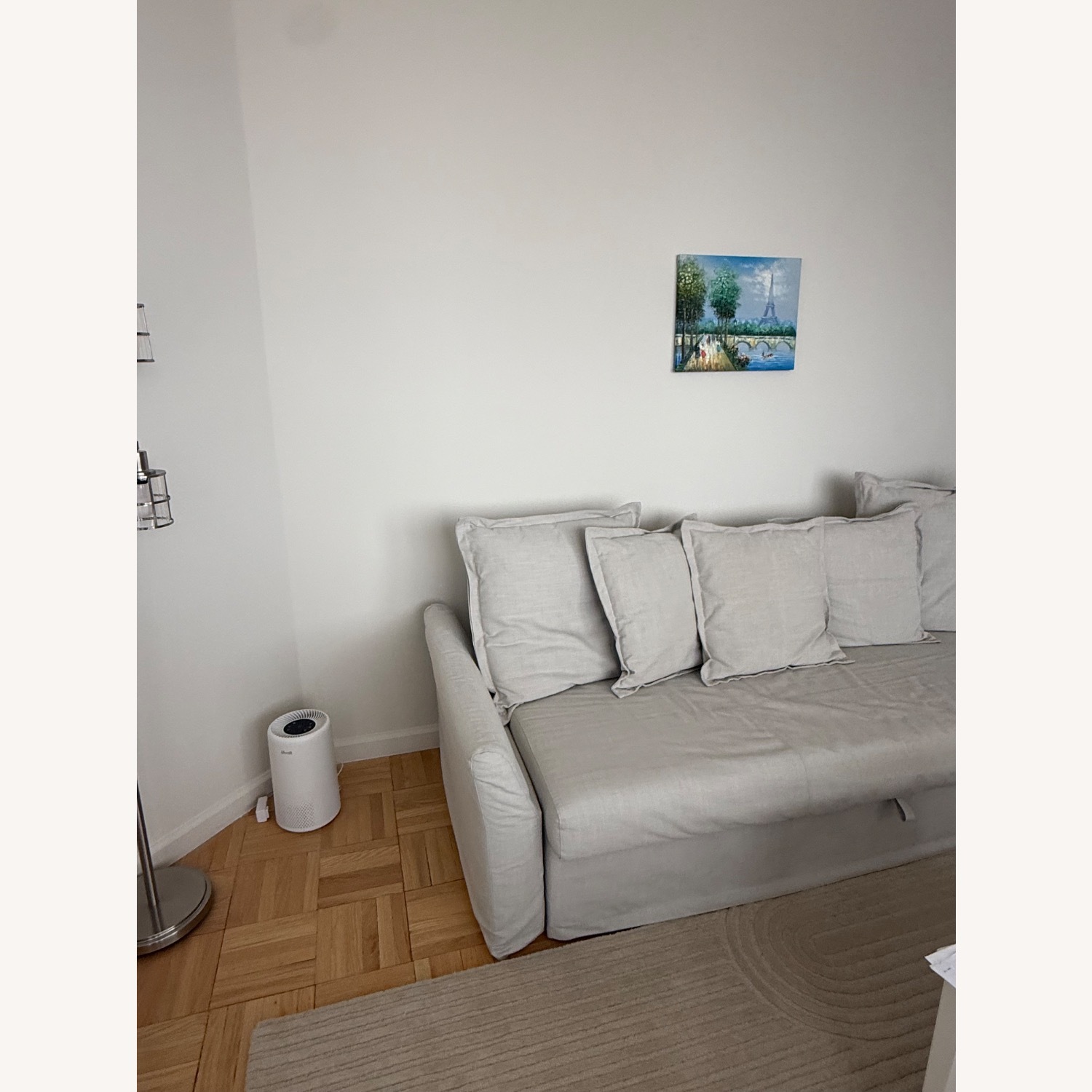 IKEA HOLMSUND Natural Fabric Sleeper Sofa W Storage - image-3