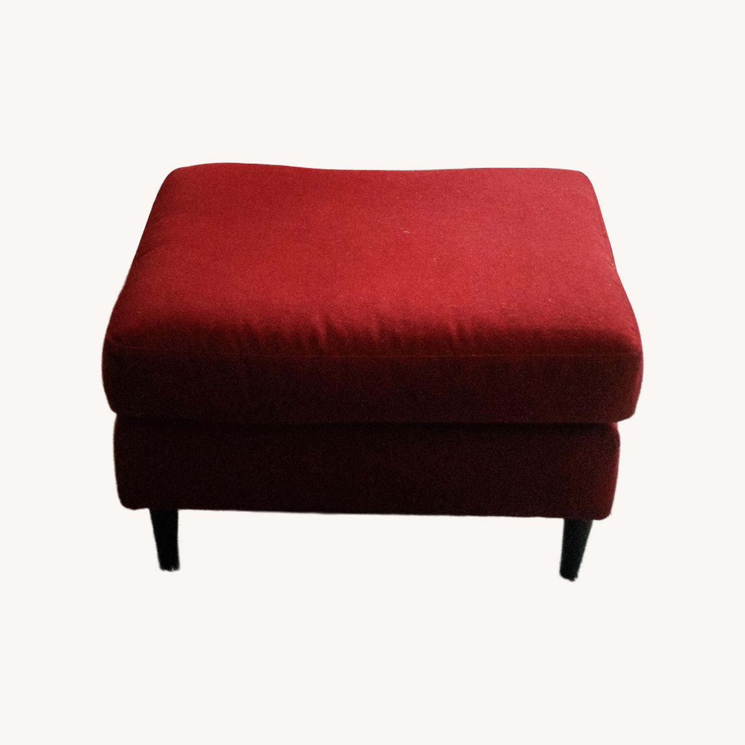 Pottery Barn Red Ottoman - image-0