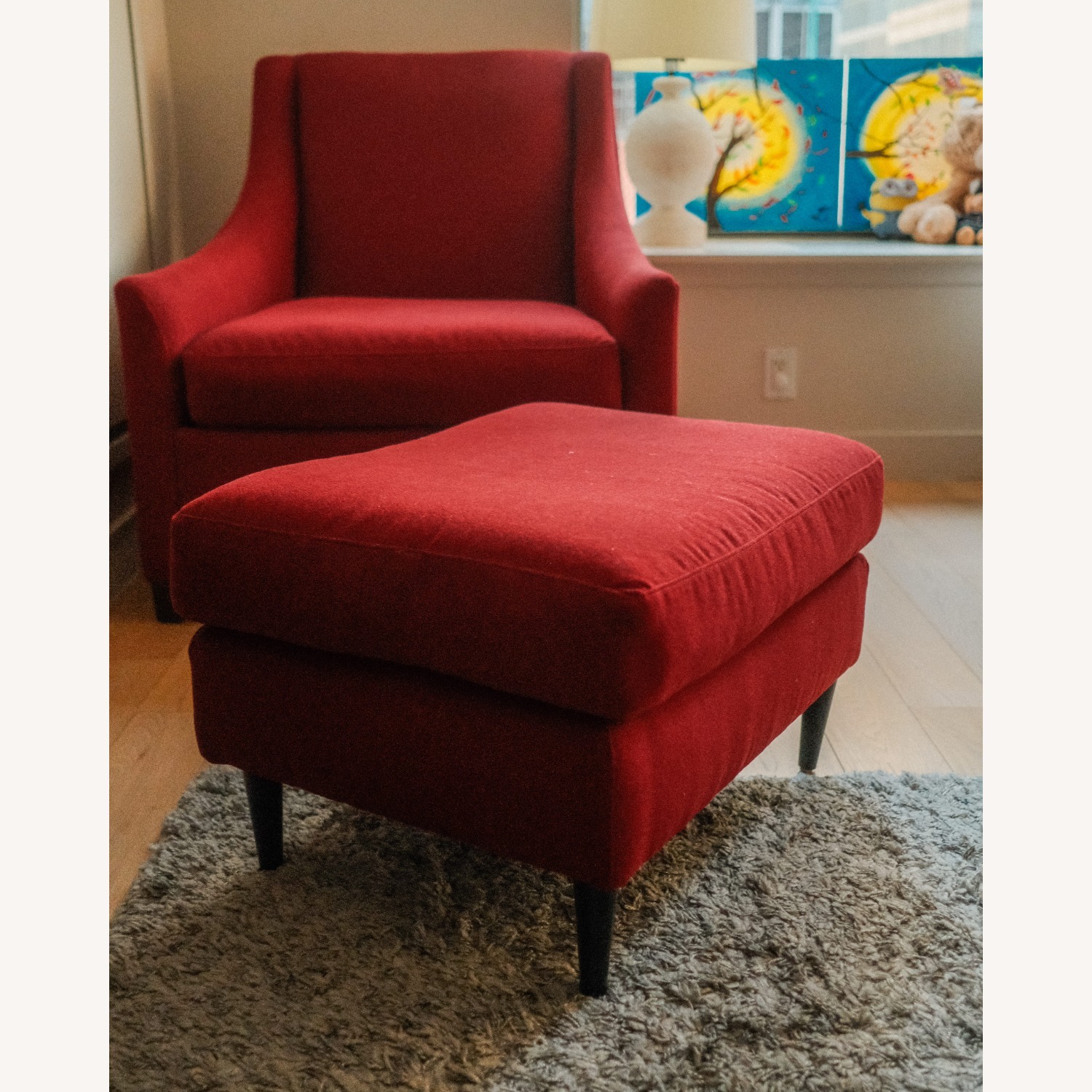 Pottery Barn Red Ottoman - image-2