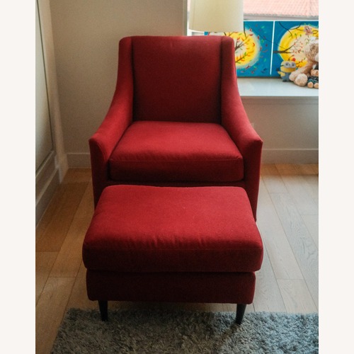Used Pottery Barn Red Ottoman for sale on AptDeco