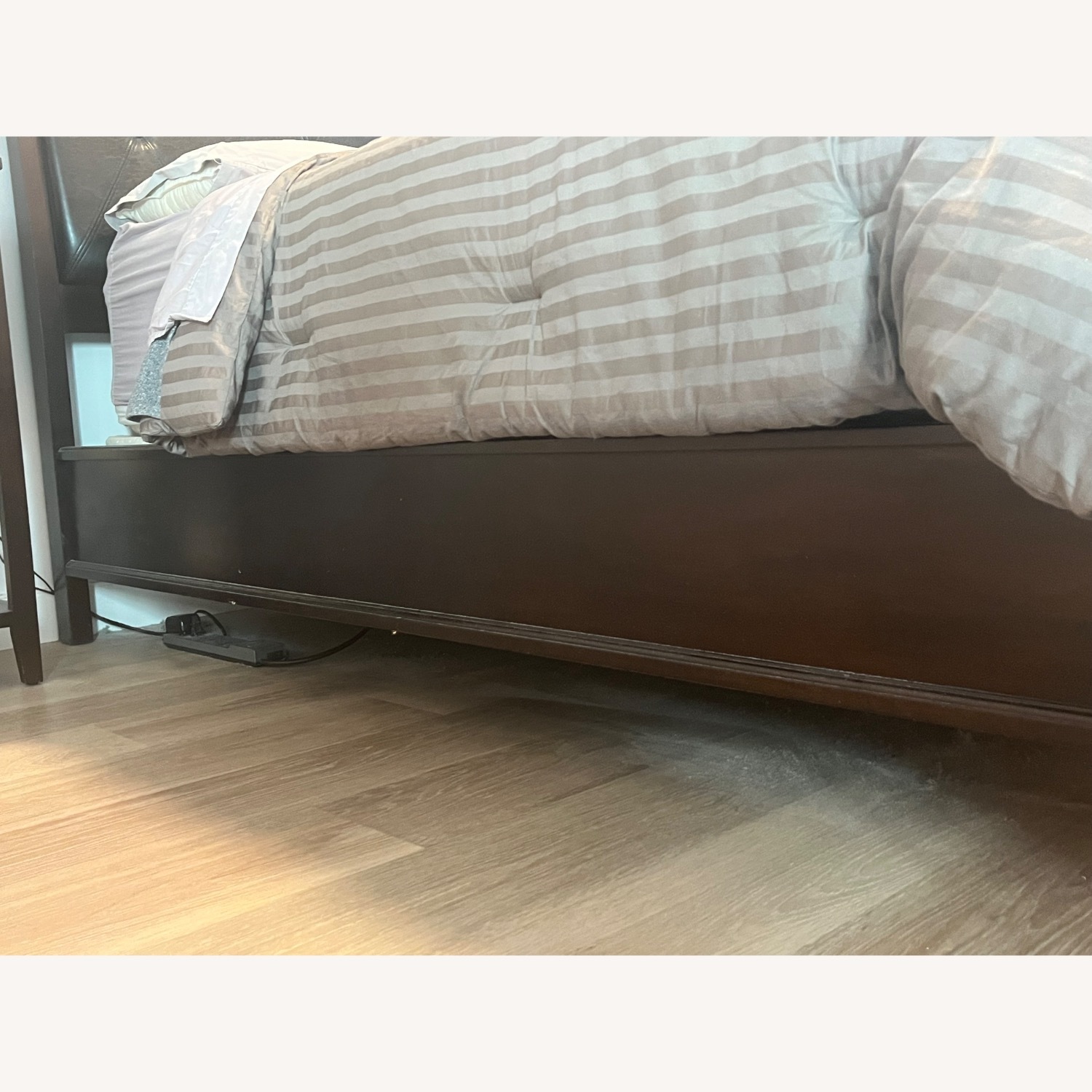 Dark Brown Wood Queen Bed - image-2