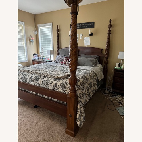 Used Kincaid Furniture Dark Brown Wood King Bed for sale on AptDeco