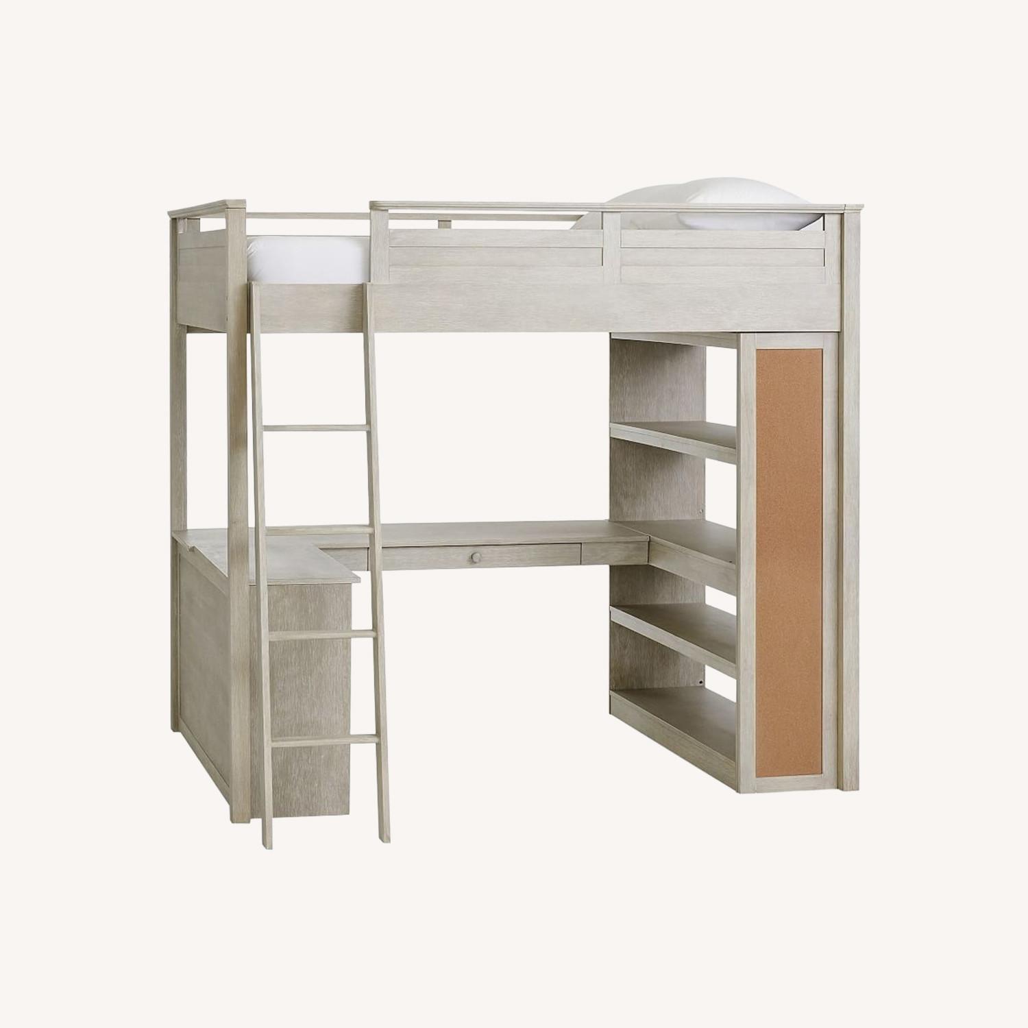 Pottery Barn Teen Light Gray Wood Bunk Bed - image-0