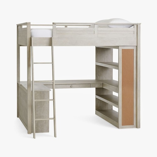 Used Pottery Barn Teen Light Gray Wood Bunk Bed for sale on AptDeco