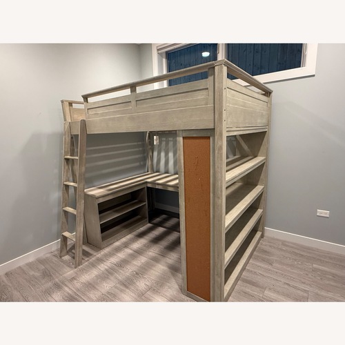 Used Pottery Barn Teen Light Gray Wood Bunk Bed for sale on AptDeco