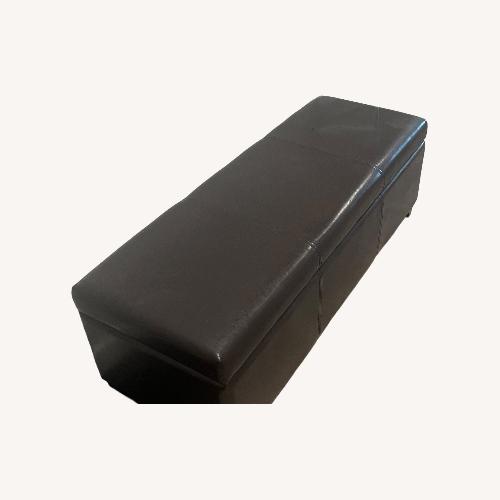 Used Dark Brown Faux Leather Ottoman for sale on AptDeco