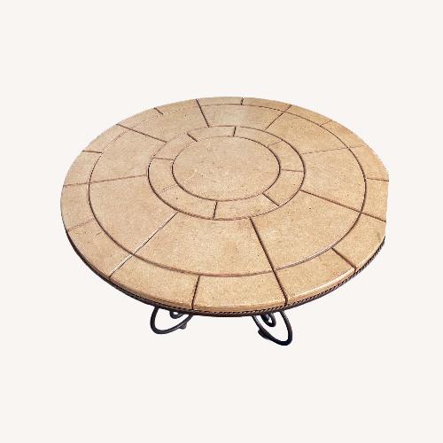 Used Arhaus Rustic Iron With Stone Top Stone Dining Table for sale on AptDeco