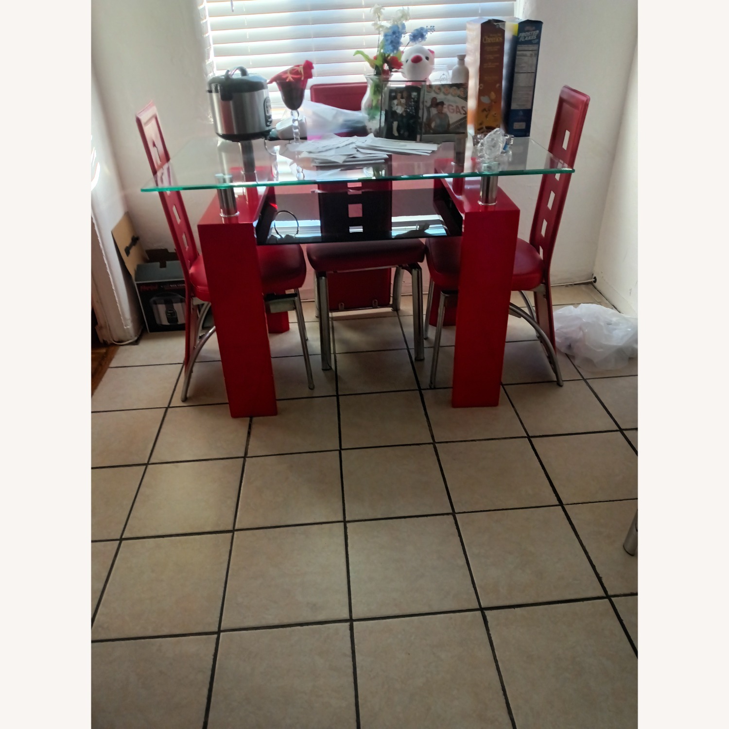 Vintage/Antique Red Dining Set - image-1