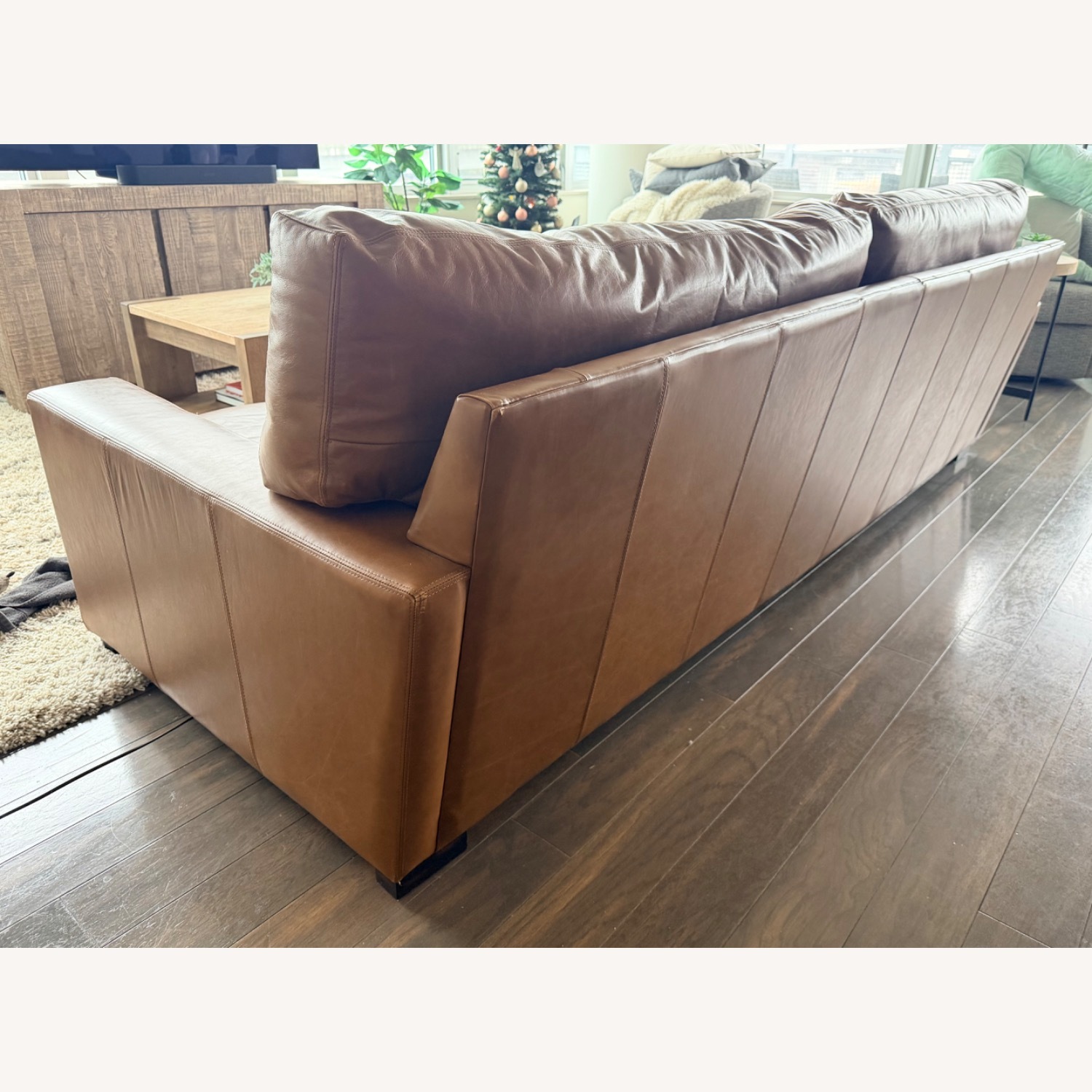 Pottery Barn Light Brown Leather 2 Seater Sofa - image-4