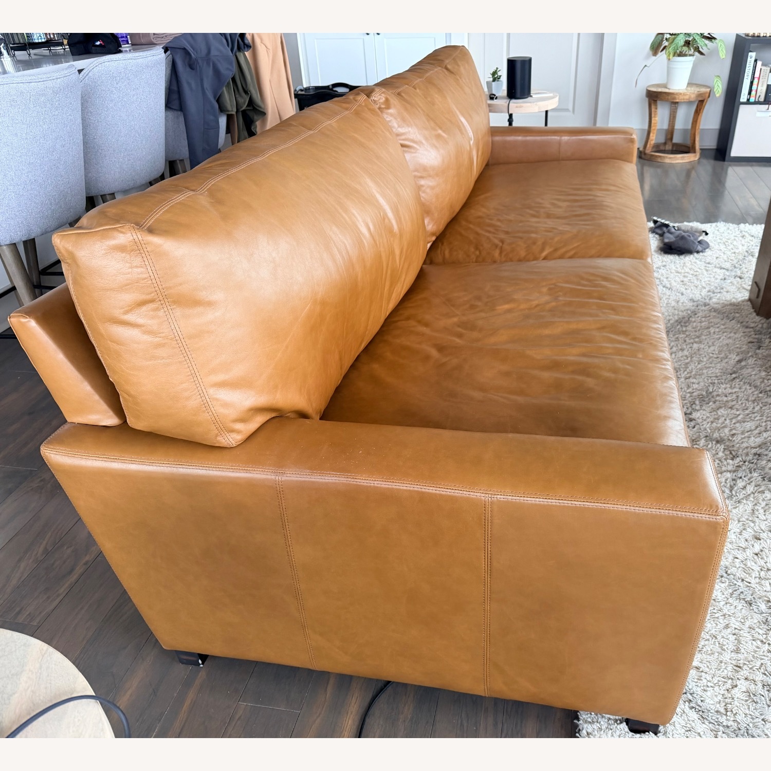 Pottery Barn Light Brown Leather 2 Seater Sofa - image-2